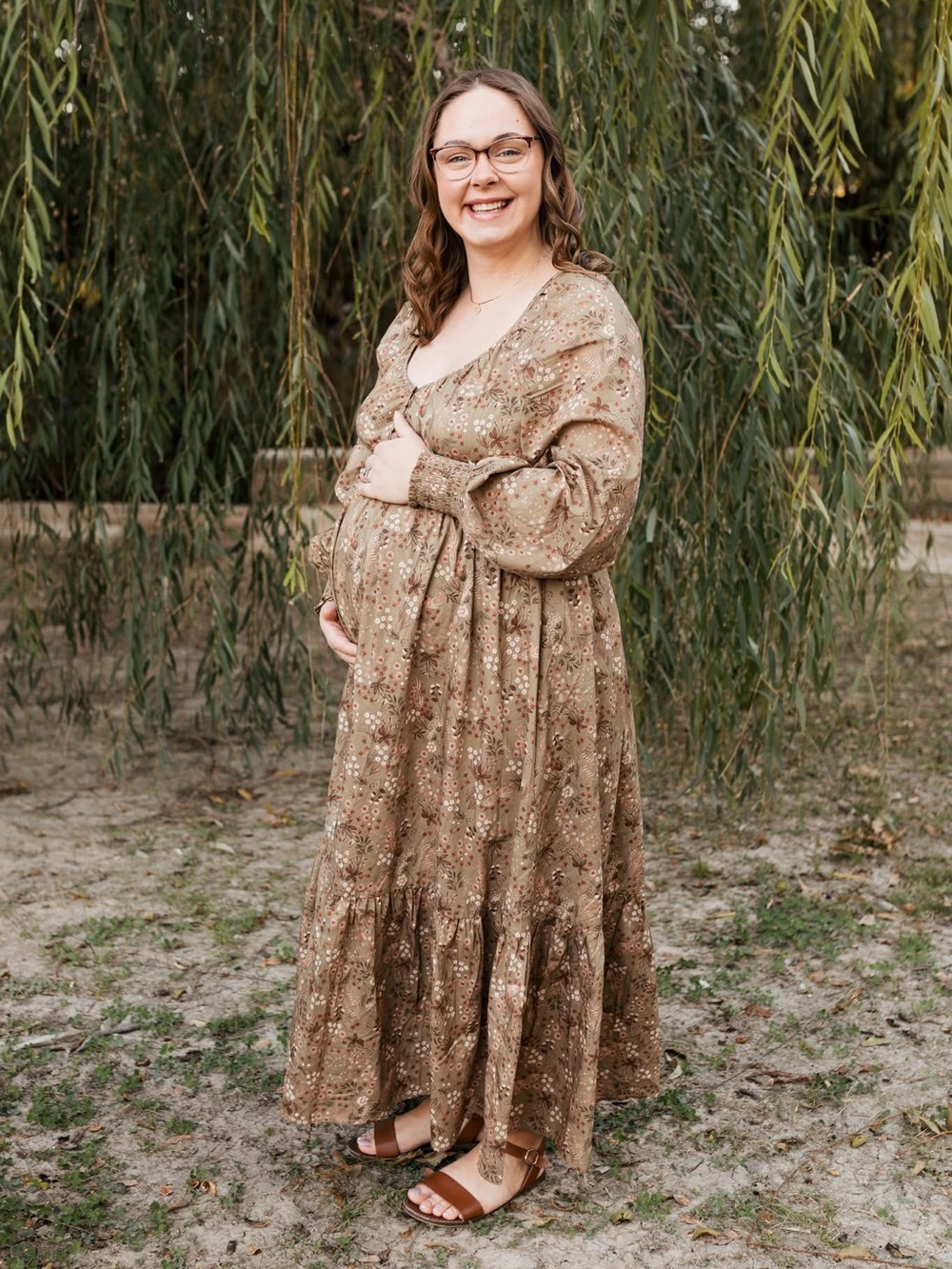 Pinkblush mocha Raglan long sleeve midi dress size medium-large